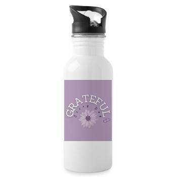Jeden Tag dankbar (positives Design) - Trinkflasche mit integriertem Trinkhalm - Weiß - Rechts