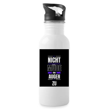 Nicht müde nur Augen zu - Trinkflasche mit integriertem Trinkhalm - Weiß - Rechts