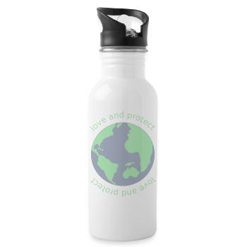 Aimer et protéger la planète Terre Cadeau climatique - Gourde avec paille intégrée - blanc - Droite