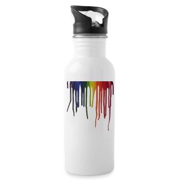 Faden Regenbogen - Trinkflasche mit integriertem Trinkhalm - Weiß - Rechts