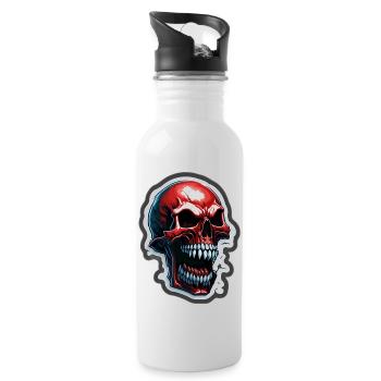 Red Vampire Skull - Water bottle with straw - white - Right