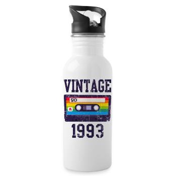 Cassette arc-en-ciel vintage 1993 - Gourde avec paille intégrée - blanc - Droite