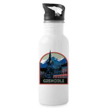 Illustration emblematic view of Grenoble - Water bottle with straw - white - Right