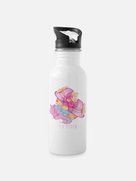 Gemini - Water bottle with straw - white