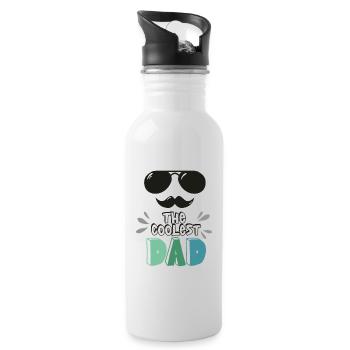 Der coolste Papa - Trinkflasche mit integriertem Trinkhalm - Weiß - Rechts