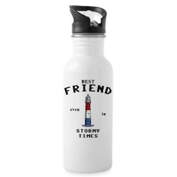Friendship, Best Friend, Phare de Stilo, Pologne - Gourde avec paille intégrée - blanc - Droite