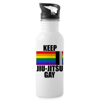 Keep Jiu Jitsu Gay - Water bottle with straw - white - Right