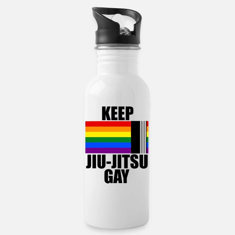 Keep Jiu Jitsu Gay - Water bottle with straw - white
