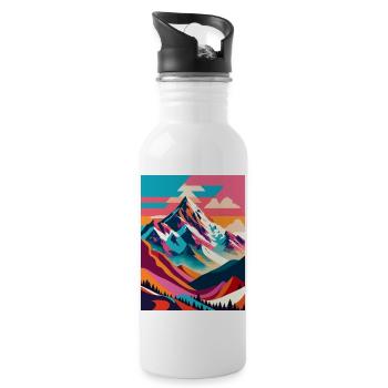 Montagne - Gourde avec paille intégrée - blanc - Droite