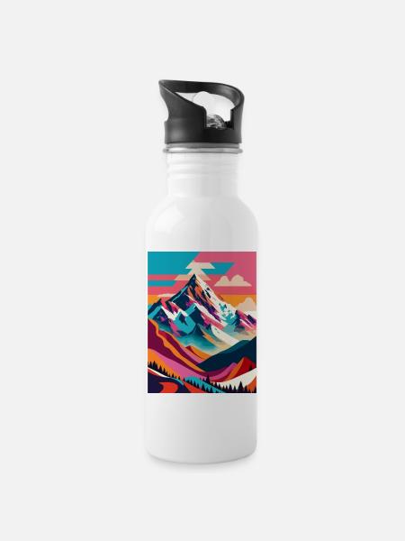 Berg - Trinkflasche mit integriertem Trinkhalm - Weiß