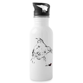 pit-bull noir - Gourde avec paille intégrée - blanc - Droite