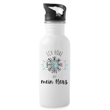Wegweiser Motivation - VEGVISIR - Trinkflasche mit integriertem Trinkhalm - Weiß - Rechts