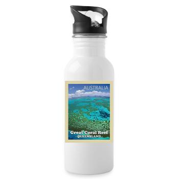 Great Barrier Reef - Trinkflasche mit integriertem Trinkhalm - Weiß - Rechts