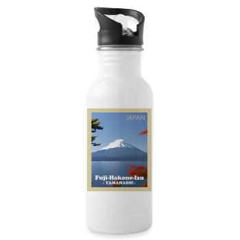 Japans Mount-Fuji-Nationalpark - Trinkflasche mit integriertem Trinkhalm - Weiß - Rechts
