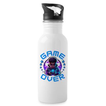 Gamer Outfit Game Over Controller Konsolen Design - Trinkflasche mit integriertem Trinkhalm - Weiß - Rechts