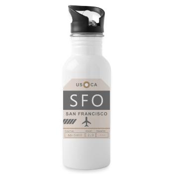 Flughafen San Francisco 1950 - Trinkflasche mit integriertem Trinkhalm - Weiß - Rechts