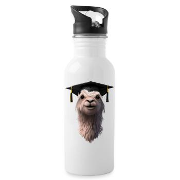 Schulabschluss Bachelor Absolvent Alpaka Studium - Trinkflasche mit integriertem Trinkhalm - Weiß - Rechts