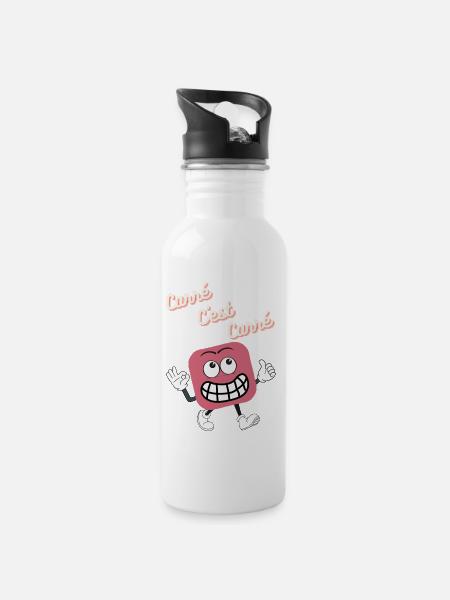 Carré c'est Carré - Gourde avec paille intégrée - blanc