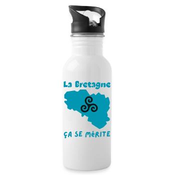 La Bretagne , ça se mérite 1 - Gourde avec paille intégrée - blanc - Droite