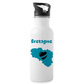 Bretagne coeur 1 - Gourde avec paille intégrée - blanc - Droite