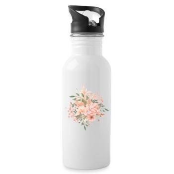 Blumen Boho Style - Trinkflasche mit integriertem Trinkhalm - Weiß - Rechts