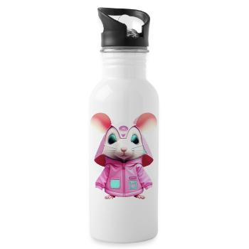 Hamstermaus - Trinkflasche mit integriertem Trinkhalm - Weiß - Rechts
