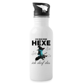 Ich bin eine HEXE ich darf das - Trinkflasche mit integriertem Trinkhalm - Weiß - Rechts
