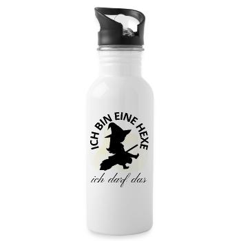 Ich bin eine HEXE ich darf das - Trinkflasche mit integriertem Trinkhalm - Weiß - Rechts