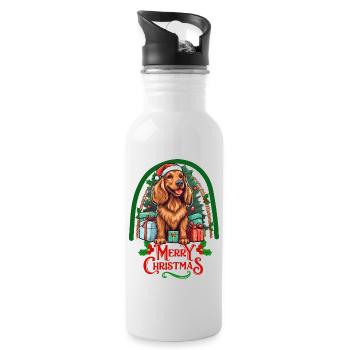 Irish Setter Weihnachten - Trinkflasche mit integriertem Trinkhalm - Weiß - Rechts
