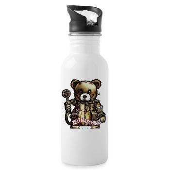 Teddybär Zeitmaschine - Trinkflasche mit integriertem Trinkhalm - Weiß - Rechts