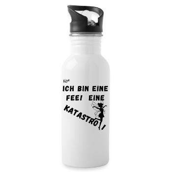Also Ich bin eine Fee. Eine Katastrofee. - Trinkflasche mit integriertem Trinkhalm - Weiß - Rechts
