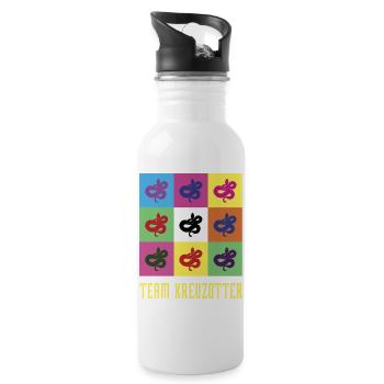 Team Kreuzotter - Trinkflasche mit integriertem Trinkhalm - Weiß - Rechts