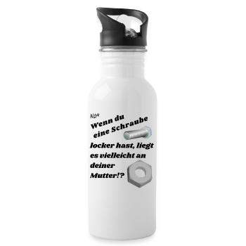 Wenn du eine Schraube locker hast. - Trinkflasche mit integriertem Trinkhalm - Weiß - Rechts