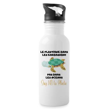 Platique Pas Dans Les Océans - Protége nos Océans - Gourde avec paille intégrée - blanc - Droite