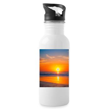 Sunset beach - Water bottle with straw - white - Right