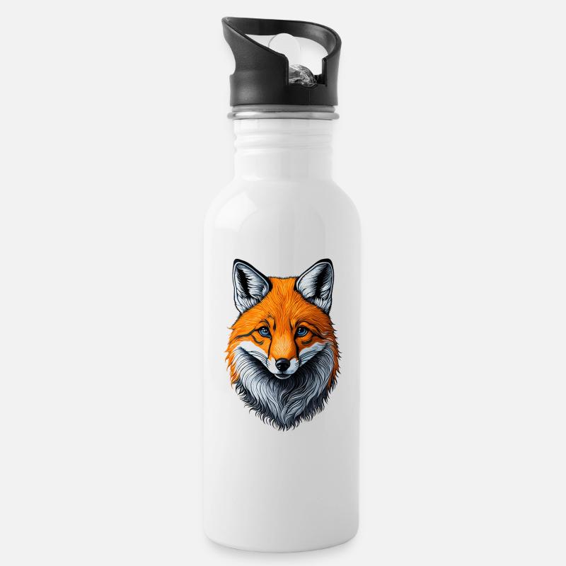 Mignon Fox Motif Forest Animal Fox Mignon Smart - Gourde avec paille intégrée - blanc