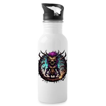 Graffiti Monster - Trinkflasche mit integriertem Trinkhalm - Weiß - Rechts