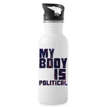 Mein Körper ist politisch - Trinkflasche mit integriertem Trinkhalm - Weiß - Rechts