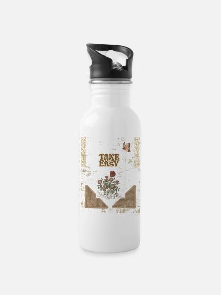 Vintage Design - TAKE IT EASY - Gourde avec paille intégrée - blanc