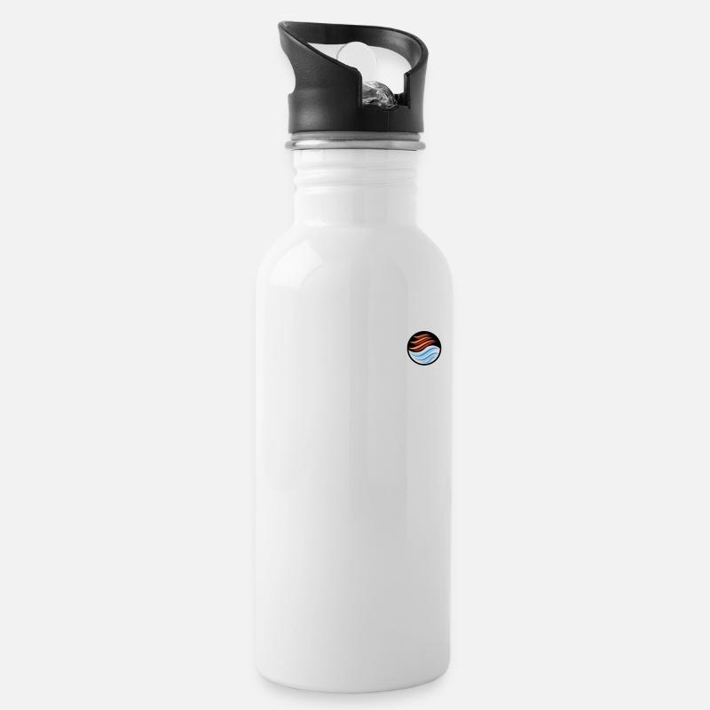 Yin und Yang - Trinkflasche mit integriertem Trinkhalm - Weiß