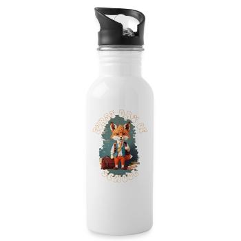 Cute Schoolchild Fox Back to School - Water bottle with straw - white - Right