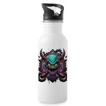 Graffiti Monster - Trinkflasche mit integriertem Trinkhalm - Weiß - Rechts