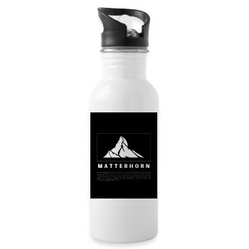 Alpine Majestät: Das Matterhorn - Trinkflasche mit integriertem Trinkhalm - Weiß - Rechts