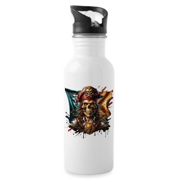 Pirat - Trinkflasche mit integriertem Trinkhalm - Weiß - Rechts