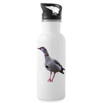 Gans Nilgans Gänse - Trinkflasche mit integriertem Trinkhalm - Weiß - Rechts