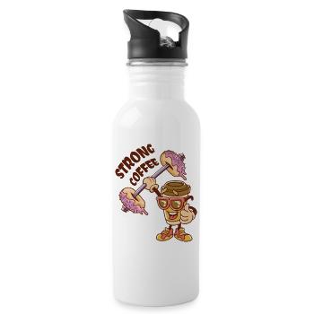 Funny Coffee Cup Weightlifting Donut dumbbells - Water bottle with straw - white - Right