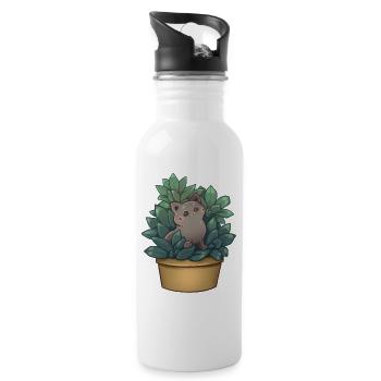 Da ist doch was im Busch! - Trinkflasche mit integriertem Trinkhalm - Weiß - Rechts