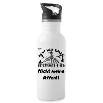 Nicht mein Zirkus Nicht meine Affen. - Trinkflasche mit integriertem Trinkhalm - Weiß - Rechts