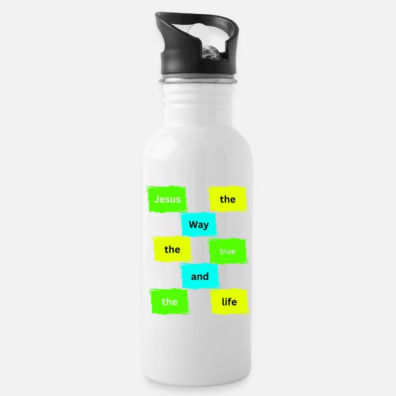 Jesus the way colour - Water bottle with straw - white
