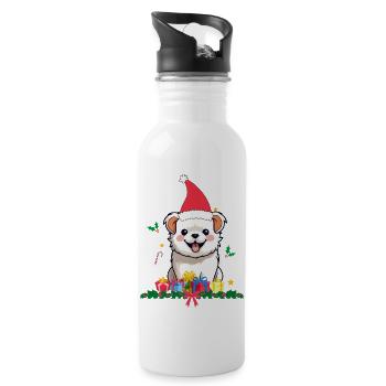 Hunde-Weihnachten - Trinkflasche mit integriertem Trinkhalm - Weiß - Rechts